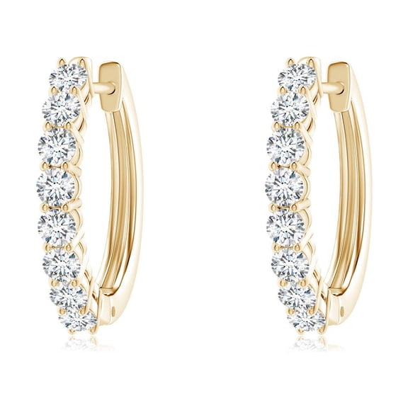 ANGARA Lab Grown Airline-Set Diamond Hoop Earrings for Women in 14K Yellow Gold (Size-2mm| Color-F-G| Clarity-VS) | April Birthstone, Anniversary, Jewelry Gift for Women | Lab-Grown Diamond Earrings