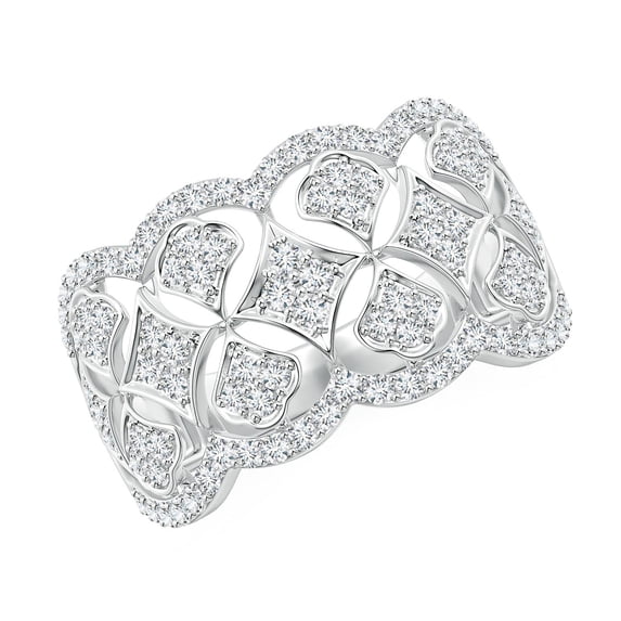 ANGARA Lab Grown Diamond Garl& Anniversary Ring for Women in 14K White Gold (Size-1.3mm| Color-F-G| Clarity-VS) | April Birthstone, Anniversary, Jewelry Gift for Women | Lab-Grown Diamond Ring