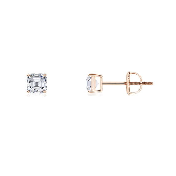 ANGARA Lab Grown Asscher-Cut Diamond Stud Earrings for Women in 14K Rose Gold (Size-3mm| Color-F-G| Clarity-VS) | April Birthstone, Anniversary, Jewelry Gift for Women | Lab-Grown Diamond Earrings