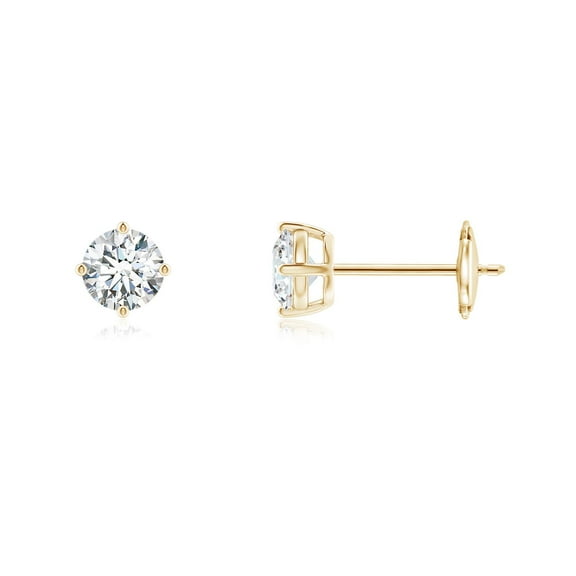 ANGARA Lab Grown Basket-Set Diamond Stud Earrings for Women in 14K Yellow Gold (Size-4.6mm| Color-F-G| Clarity-VS) | April Birthstone, Anniversary, Jewelry Gift for Women | Lab-Grown Diamond Earrings