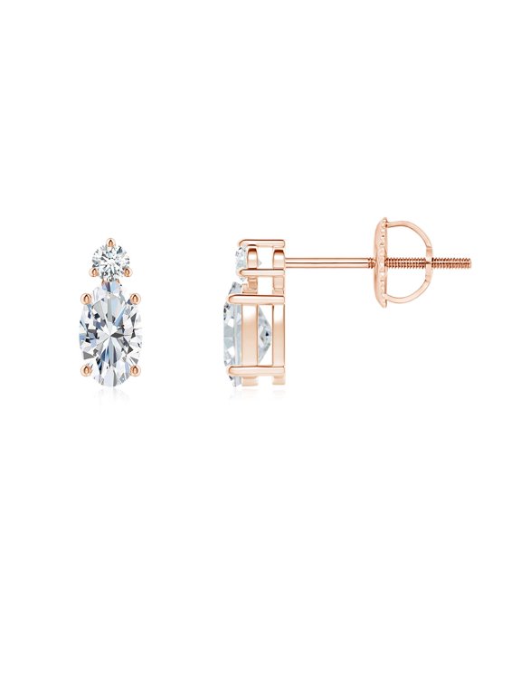 Lab Grown Basket-Set Diamond Stud Earrings with Lab Diamond for Women in 14K Rose Gold (Size-5x3mm| Color-F-G| Clarity-VS) | Anniversary, Jewelry Gift for Women | Lab-Grown Diamond Earrings