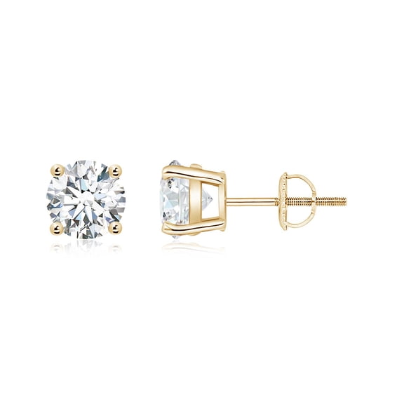 ANGARA IGI Certified Lab Grown 1.5 Ct Basket-Set Diamond Studs for Women in 14K Yellow Gold (Size-5.9mm|Color-F-G|Clarity-VS) | April Birthstone, Anniversary, Jewelry Gift for Women