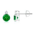 thumbnail image 1 of ANGARA Lab Grown Basket-Set Round Emerald Stud Earrings with Diamond for Women in 14K White Gold (Size-5mm) | May Birthstone, Anniversary, Jewelry Gift for Women | Lab-Grown Emerald Earrings, 1 of 5