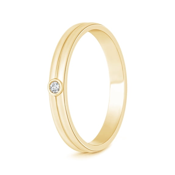 ANGARA Lab Grown Bezel Set Diamond Ring For Him for Women in 14K Yellow Gold (Size-2mm| Color-F-G| Clarity-VS) | April Birthstone, Anniversary, Jewelry Gift for Women | Lab-Grown Diamond Ring