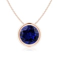 thumbnail image 1 of ANGARA Lab Grown 2.2 Ct Bezel-Set Blue Sapphire Solitaire Pendant for Women in 14K Rose Gold (Size-8mm) | September Birthstone, Anniversary, Jewelry Gift for Women | Lab-Grown Blue Sapphire Necklace, 1 of 8