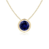 ANGARA Lab Grown Bezel-Set Round Blue Sapphire Solitaire Pendant for Women in 14K Yellow Gold (Size-5mm) | September Birthstone, Anniversary, Jewelry Gift for Women | Lab-Grown Blue Sapphire Necklace