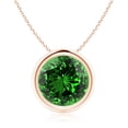 thumbnail image 1 of ANGARA Lab Grown 3.39 Ct Bezel-Set Round Emerald Solitaire Pendant for Women in 14K Rose Gold (Size-10mm) | May Birthstone, Birthday, Anniversary, Jewelry Gift for Women | Lab-Grown Emerald Necklace, 1 of 7