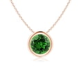 thumbnail image 1 of ANGARA Lab Grown Bezel-Set Round Emerald Solitaire Pendant for Women in 14K Rose Gold (Size-6mm) | May Birthstone, Birthday, Anniversary, Jewelry Gift for Women | Lab-Grown Emerald Necklace, 1 of 7