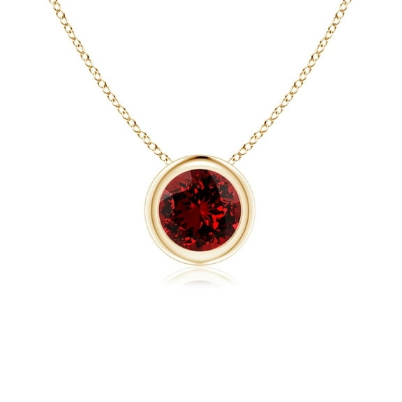 ANGARA Lab Grown Bezel-Set Round Ruby Solitaire Pendant for Women in 14K Yellow Gold (Size-5mm) | July Birthstone, Birthday, Anniversary, Jewelry Gift for Women | Lab-Grown Ruby Necklace