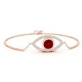 thumbnail image 1 of ANGARA Lab Grown Bezel-Set Ruby and Lab Diamond Evil Eye Bracelet for Women in 14K Rose Gold (Size-7mm) | July Birthstone, Birthday, Anniversary, Jewelry Gift for Women | Lab-Grown Ruby Bracelet, 1 of 7