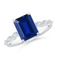 thumbnail image 1 of ANGARA Lab Grown 2.45 Ct Blue Sapphire Engagement Ring with Diamonds for Women in 14K White Gold (Size-9x7mm) | Anniversary, Jewelry Gift for Women | Lab-Grown Blue Sapphire Ring, 1 of 8