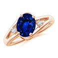 thumbnail image 1 of ANGARA Lab Grown 2 Ct Blue Sapphire & Diamond Engagement Ring for Women in 14K Rose Gold (Size-9x7mm) | September Birthstone, Anniversary, Jewelry Gift for Women | Lab-Grown Blue Sapphire Ring, 1 of 8