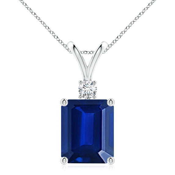 ANGARA Lab Grown 5.5 Ct Blue Sapphire Pendant with Diamond for Women in 925 Sterling Silver (Size-12x10mm) | Anniversary, Jewelry Gift for Women | Lab-Grown Blue Sapphire Necklace