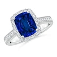 thumbnail image 1 of ANGARA Lab Grown Cushion Rectangular Blue Sapphire Engagement Ring for Women in 14K White Gold (Size-9x7mm) | September Birthstone, Anniversary, Jewelry Gift for Women | Lab-Grown Blue Sapphire Ring, 1 of 8
