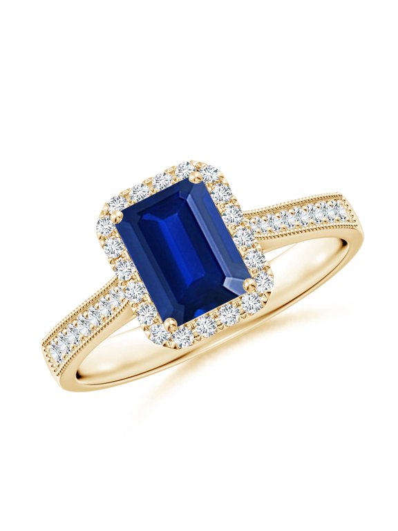 Lab Grown 1.05 Ct Blue Sapphire Engagement Ring for Women in 14K Yellow Gold (Size-7x5mm) | September Birthstone, Anniversary, Jewelry Gift for Women | Lab-Grown Blue Sapphire Ring