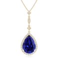thumbnail image 1 of ANGARA Lab Grown 6.5 Ct Blue Sapphire Teardrop Pendant with Diamonds for Women in 14K Yellow Gold (Size-14x10mm) | Anniversary, Jewelry Gift for Women | Lab-Grown Blue Sapphire Necklace, 1 of 8