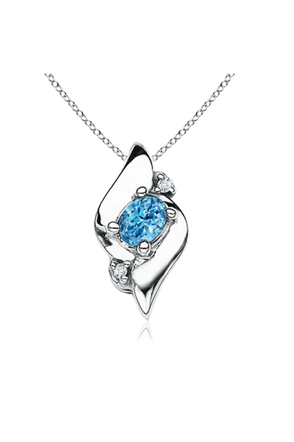 Shell Style Lab Grown Blue & White Diamond Pendant for Women in 14K White Gold (Size-7x5mm| Clarity-VS) | Anniversary, Jewelry Gift for Women | Lab-Grown Blue Diamond Necklace