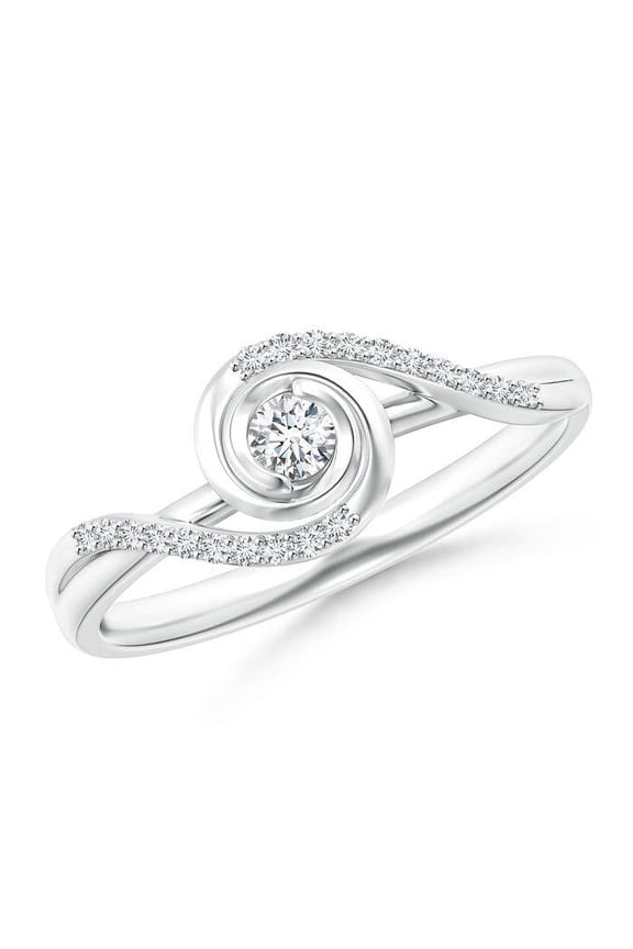 Lab Grown Bypass Diamond Spiral Solitaire Ring in 14K White Gold for Women (Size-2.8mm| Color-F-G| Clarity-VS) | April Birthstone, Anniversary, Jewelry Gift for Women | Lab Grown Diamond Ring