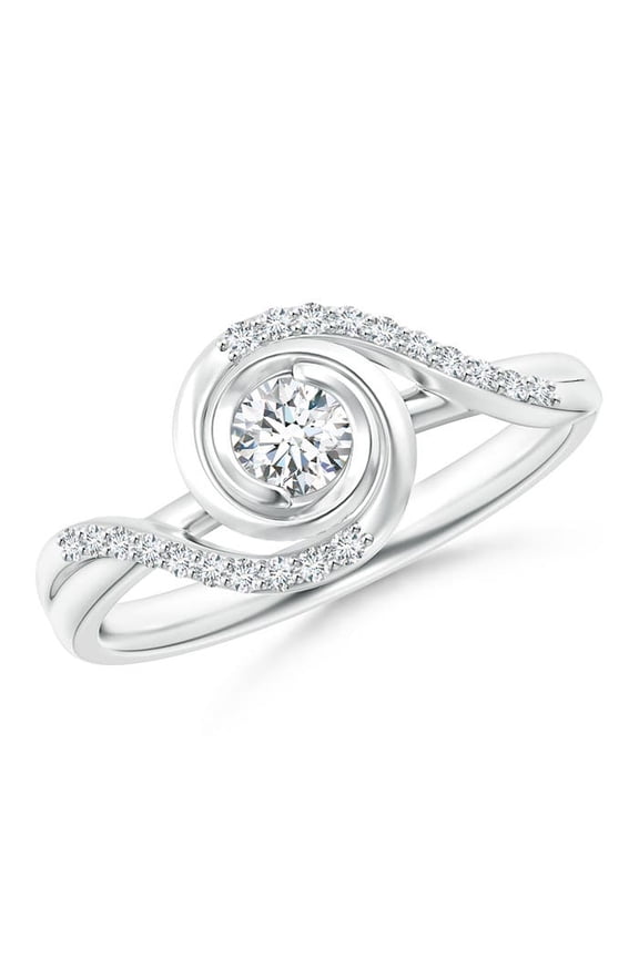 Lab Grown Bypass Diamond Spiral Solitaire Ring in 14K White Gold for Women (Size-3.8mm| Color-F-G| Clarity-VS) | April Birthstone, Anniversary, Jewelry Gift for Women | Lab Grown Diamond Ring
