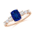 thumbnail image 1 of ANGARA Lab Grown Cushion Rectangular Blue Sapphire Engagement Ring for Women in 14K Rose Gold (Size-7x5mm) | September Birthstone, Anniversary, Jewelry Gift for Women | Lab-Grown Blue Sapphire Ring, 1 of 8
