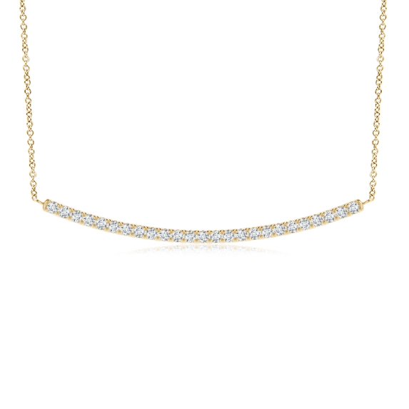 ANGARA Lab Grown Classic Diamond Curved Bar Necklace for Women in 14K Yellow Gold (Size-1.3mm | 0.25 ct) | April Birthstone Jewelry for Her | Lab-Grown Diamond Pendant