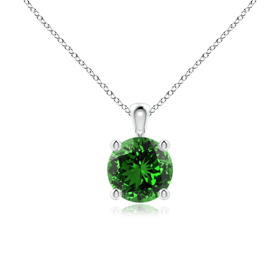 ANGARA Lab Grown Classic Round Emerald Solitaire Pendant for Women in 925 Sterling Silver (Size-6mm) | May Birthstone, Birthday, Anniversary, Jewelry Gift for Women | Lab-Grown Emerald Necklace