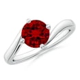 thumbnail image 1 of ANGARA Lab Grown 1.4 Ct Classic Round Ruby Solitaire Bypass Ring for Women in 925 Sterling Silver (Size-7mm) | July Birthstone, Birthday, Anniversary, Jewelry Gift for Women | Lab-Grown Ruby Ring, 1 of 8