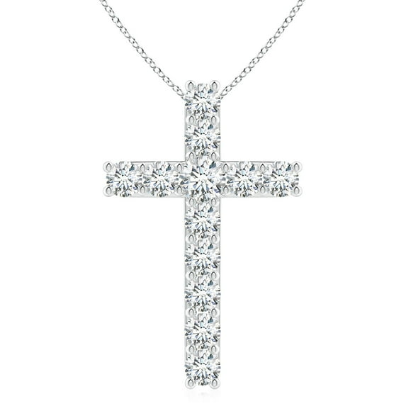 ANGARA Lab Grown Shared Diamond Cross Pendant for Women in 14K White Gold (Size-4.2mm| Color-F-G| Clarity-VS) | April Birthstone, Anniversary, Jewelry Gift for Women | Lab-Grown Diamond Necklace