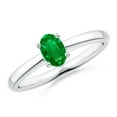 thumbnail image 1 of ANGARA Lab Grown Classic Solitaire Oval Emerald Promise Ring for Women in 14K White Gold (Size-6x4mm) | May Birthstone Jewelry for Her | Lab-Grown Emerald Engagement Ring, 1 of 10