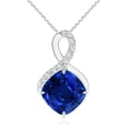 thumbnail image 1 of ANGARA Lab Grown 4 Ct Claw-Set Sapphire Infinity Pendant with Diamonds for Women in 14K White Gold (Size-9mm) | Anniversary, Jewelry Gift for Women | Lab-Grown Blue Sapphire Necklace, 1 of 6