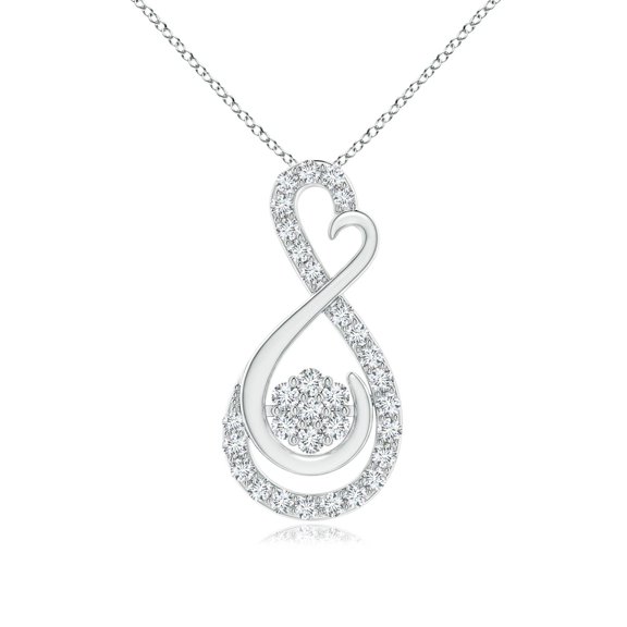 ANGARA Lab Grown Cluster Diamond Infinity Heart Pendant for Women in 14K White Gold (Size-1.35mm| Color-F-G| Clarity-VS) | Anniversary, Jewelry Gift for Women | Lab-Grown Diamond Necklace