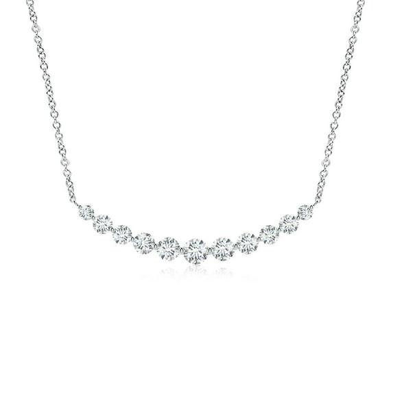 ANGARA Lab Grown Contemporary Diamond Journey Pendant Necklace for Women in 14K White Gold (Size-4.5mm| Color-F-G| Clarity-VS) | Anniversary, Jewelry Gift for Women | Lab-Grown Diamond Necklace