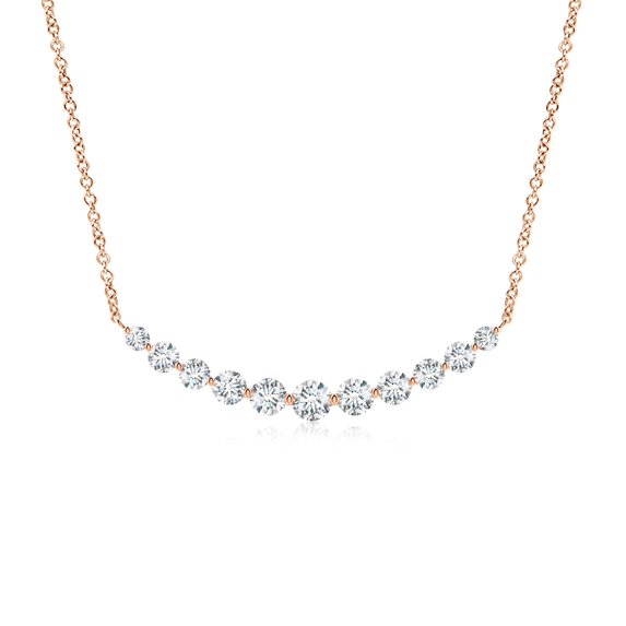 ANGARA Lab Grown Contemporary Diamond Journey Pendant Necklace for Women in 14K Rose Gold (Size-4.5mm| Color-F-G| Clarity-VS) | Anniversary, Jewelry Gift for Women | Lab-Grown Diamond Necklace