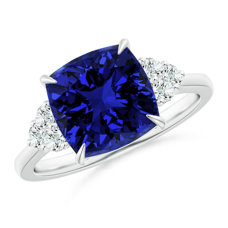 ANGARA Lab Grown Ct Blue Sapphire Engagement Ring with Diamonds