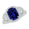 thumbnail image 1 of ANGARA Lab Grown 1.95 Ct Blue Sapphire & Half Moon Diamond Ring for Women in 14K White Gold (Size-9x7mm) | September Birthstone, Anniversary, Jewelry Gift for Women | Lab-Grown Blue Sapphire Ring, 1 of 8