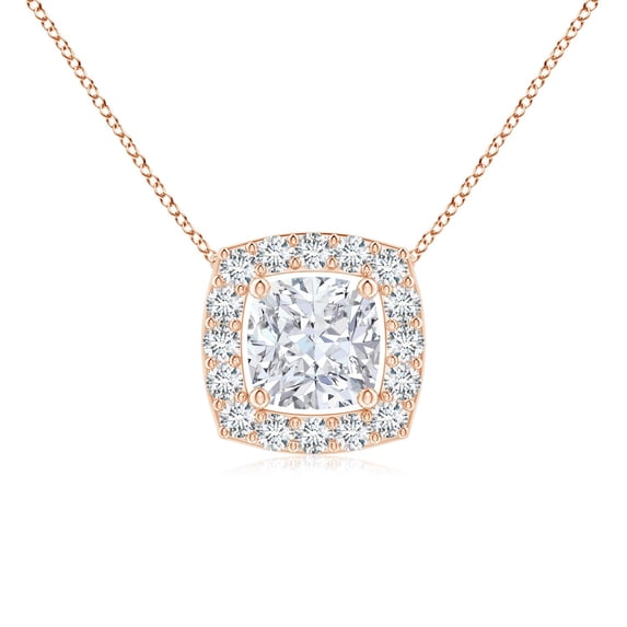 ANGARA Lab Grown Cushion Diamond Floating Pendant for Women in 14K Rose Gold (Size-4.5mm| Color-F-G| Clarity-VS) | April Birthstone, Anniversary, Jewelry Gift for Women | Lab-Grown Diamond Necklace