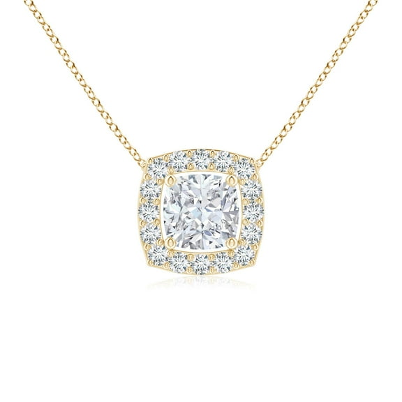 ANGARA Lab Grown Cushion Diamond Floating Pendant for Women in 14K Yellow Gold (Size-4mm| Color-F-G| Clarity-VS) | April Birthstone, Anniversary, Jewelry Gift for Women | Lab-Grown Diamond Necklace