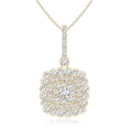 thumbnail image 1 of ANGARA Lab Grown Cushion Double Diamond Pendant with Pave Detailing for Women in 14K Yellow Gold (Size-2.4mm| Color-F-G| Clarity-VS) | Anniversary, Jewelry Gift for Women | Lab-Grown Diamond Necklace, 1 of 6