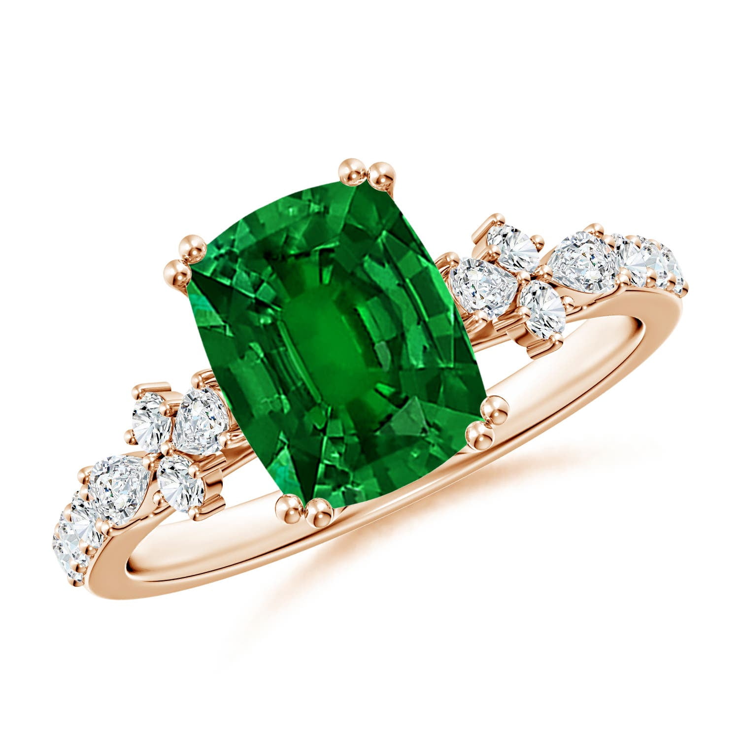 ANGARA Lab Grown 1.75 Ct Cushion Recatangular Emerald Side Stone ...