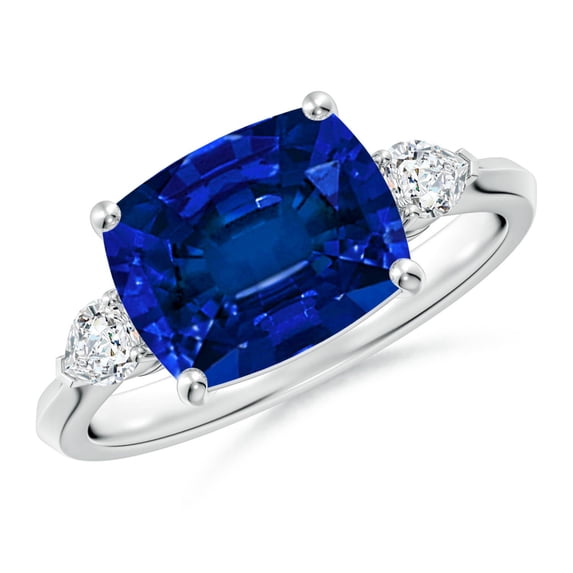 ANGARA Lab Grown Cushion Rectangular Blue Sapphire Engagement Ring for Women in 14K White Gold (Size-10x8mm) | September Birthstone, Anniversary, Jewelry Gift for Women | Lab-Grown Blue Sapphire Ring