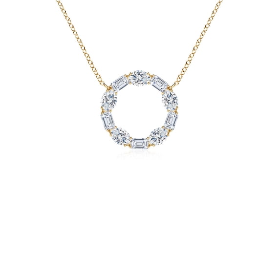 ANGARA Lab Grown & Diamond Circle of Life Pendant for Women in 14K Yellow Gold (Size-3x2mm| Color-F-G| Clarity-VS) | April Birthstone, Anniversary, Jewelry Gift for Women | Lab-Grown Diamond Necklace