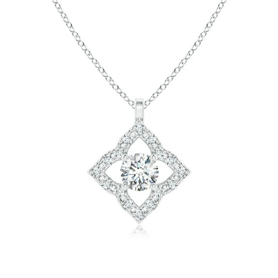 ANGARA Lab Grown Diamond Clover Pendant for Women in 14K White Gold (Size-3mm| Color-F-G| Clarity-VS) | April Birthstone, Anniversary, Jewelry Gift for Women | Lab-Grown Diamond Necklace