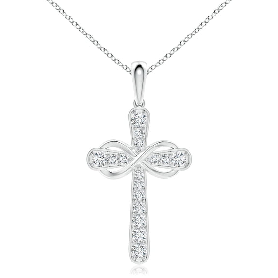 ANGARA Lab Grown Diamond Cross & Sideways Infinity Pendant for Women in 14K White Gold (Size-3.1mm| Color-F-G| Clarity-VS) | Anniversary, Jewelry Gift for Women | Lab-Grown Diamond Necklace