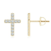 ANGARA Lab Grown Diamond Cross Stud Earrings for Women in 14K Yellow Gold (Size-1.75mm | 0.51 ct) | April Birthstone Jewelry for Her | Lab-Grown Diamond Earrings