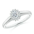 thumbnail image 1 of ANGARA Lab Grown Diamond Curved Floral Ring in 14K White Gold for Women (Size-5x3mm | Color-F-G| Clarity-VS) | April Birthstone, Birthday, Anniversary, Jewelry Gift for Women | Lab Grown Diamond Ring, 1 of 5
