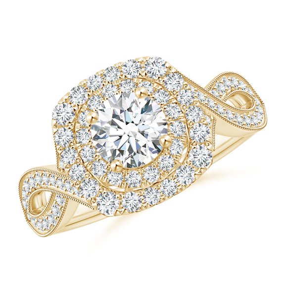ANGARA Lab Grown Diamond Engagement Ring in 14K Yellow Gold for Women (Size-5.6mm| Color-F-G| Clarity-VS) | April Birthstone, Anniversary, Jewelry Gift for Women | Lab Grown Diamond Ring
