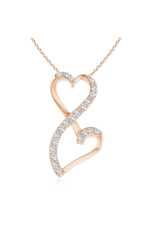 Lab Grown Diamond Double Heart Infinity Pendant for Women in 14K Rose Gold (Size-2.25mm| Color-F-G| Clarity-VS) | Anniversary, Jewelry Gift for Women | Lab-Grown Diamond Necklace