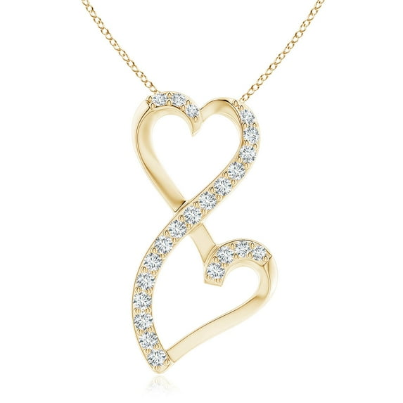 ANGARA Lab Grown Diamond Double Heart Infinity Pendant for Women in 14K Yellow Gold (Size-2.25mm| Color-F-G| Clarity-VS) | Anniversary, Jewelry Gift for Women | Lab-Grown Diamond Necklace