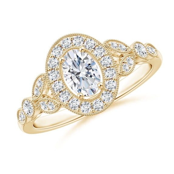 ANGARA Lab Grown Diamond Engagement Ring for Women in 14K Yellow Gold (Size-6x4mm| Color-F-G| Clarity-VS) | April Birthstone, Anniversary, Jewelry Gift for Women | Lab-Grown Diamond Ring