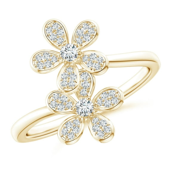 ANGARA Lab Grown Diamond 5 Petal Flower Fashion Ring for Women in 14K Yellow Gold (Size-2.2mm| Color-F-G| Clarity-VS) | April Birthstone, Anniversary, Jewelry Gift for Women | Lab-Grown Diamond Ring